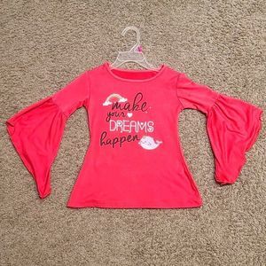 Cute! Ruffle sleeve shirt. Pink. Size 5/6 soft material